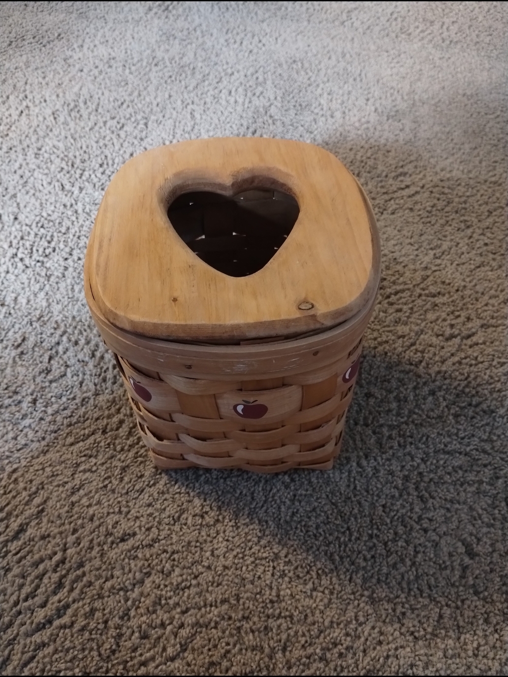 Cottage Core Natural Wood Heart-Top Decorative Basket - Natural Brown